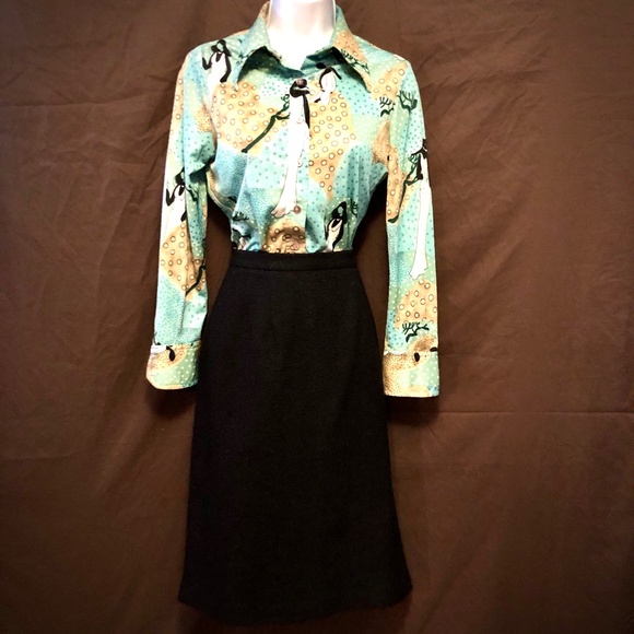 Vintage Saks Fifth Avenue Folio Black Wool Skirt, Size 12 - Picture 9 of 9